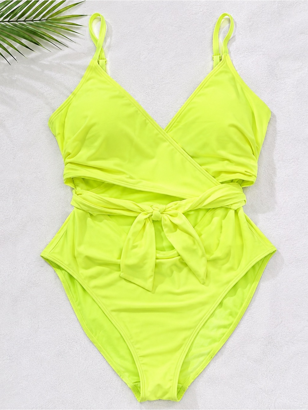 Forever 21 plus size 2X Neon Lime Green Wrap Tie One Piece Swimsuit
